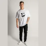 Oversized Tričko, Barva Bílá, s Potiskem Angry Smiley · záber 9