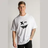 Oversized Tričko, Barva Bílá, s Potiskem Angry Smiley · záber 7
