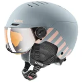 Uvex Rocket JR Visor, lyžařská helma s hledím, juniorská, světle šedá/růžová · záber 2