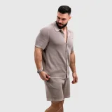 Pánská pletená košile Iron Aesthetics Vibe, béžová · záber 2