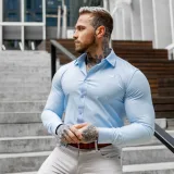 Strečová košile Iron Aesthetics Slim Stretch, světlemodrá · záber 1