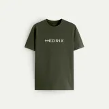 Tričko, Barva Khaki, s Potiskem Hedrix Logo · záber 1