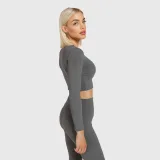 Dámský Crop Top Iron Aesthetics Rib, šedý · záber 4