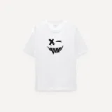 Oversized Tričko, Barva Bílá, s Potiskem Angry Smiley · záber 6