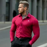 Strečová košile Iron Aesthetics Slim Stretch, bordová · záber 1