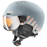 Uvex Rocket JR Visor, lyžařská helma s hledím, juniorská, světle šedá/růžová · záber 1