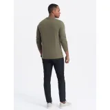 Pánské tričko s dlouhým rukávem OMBRE Longsleeve OM-LSBL-0108 V-2 dark olive · záber 5
