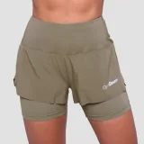 GymBeam Dámské běžecké šortky 2in1 Pulse Vetiver - Velikost: L | Barva: zelená | Pohlavie: Dámské | Hmotnost: 0,17 kg | Balení: 65 · záber 2