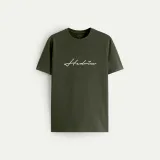 Tričko, Barva Khaki, s Potiskem Hedrix Calligraphy · záber 1