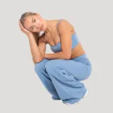 GymBeam Dámské kalhoty Straight Flow Azure · záber 2