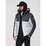 Pánská bunda s kapucí OMBRE Jacket OM-JALP-0206 V-3 dark gray gray · záber 3