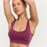 GymBeam Bezešvá sportovní podprsenka Lift Plum - Velikost: XS | Barva: červená | Hmotnost: 0,086 kg | Balení: 70 · záber 2