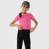 Dívčí hladké tričko slim crop top - růžové · záber 1