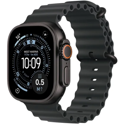 Apple Watch Ultra 3 49mm Titan Schwarz mit Ocean Armband Schwarz