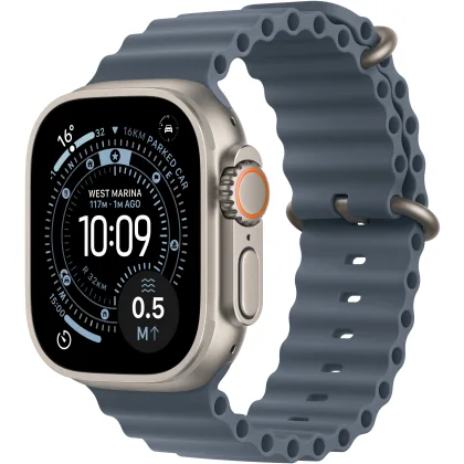 Apple Watch Ultra 3 49 mm Natural Titanium mit Ocean Blue Stahlarmband