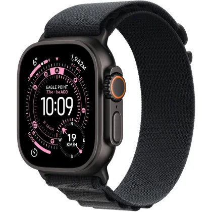 Apple Watch Ultra 3 49mm Titan Schwarz mit Alpine Loop Schwarz - M