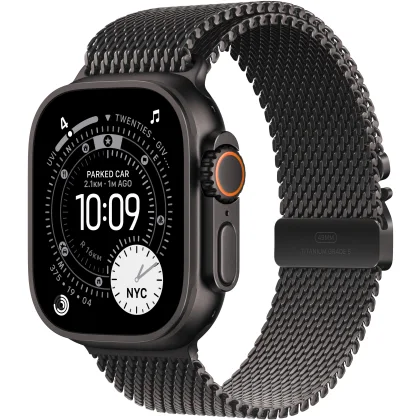Apple Watch Ultra 3 49 mm Titan Schwarz mit Milanaise Armband Titan Schwarz - M