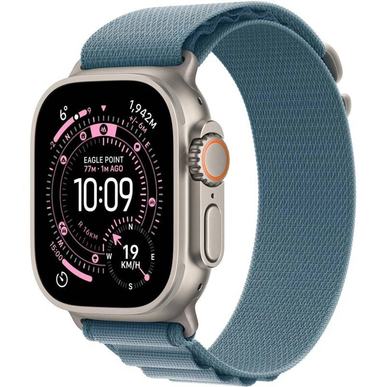 Apple Watch Ultra 3 49mm Natürliches Titan mit hellblauem Alpine Loop - L · záber 1