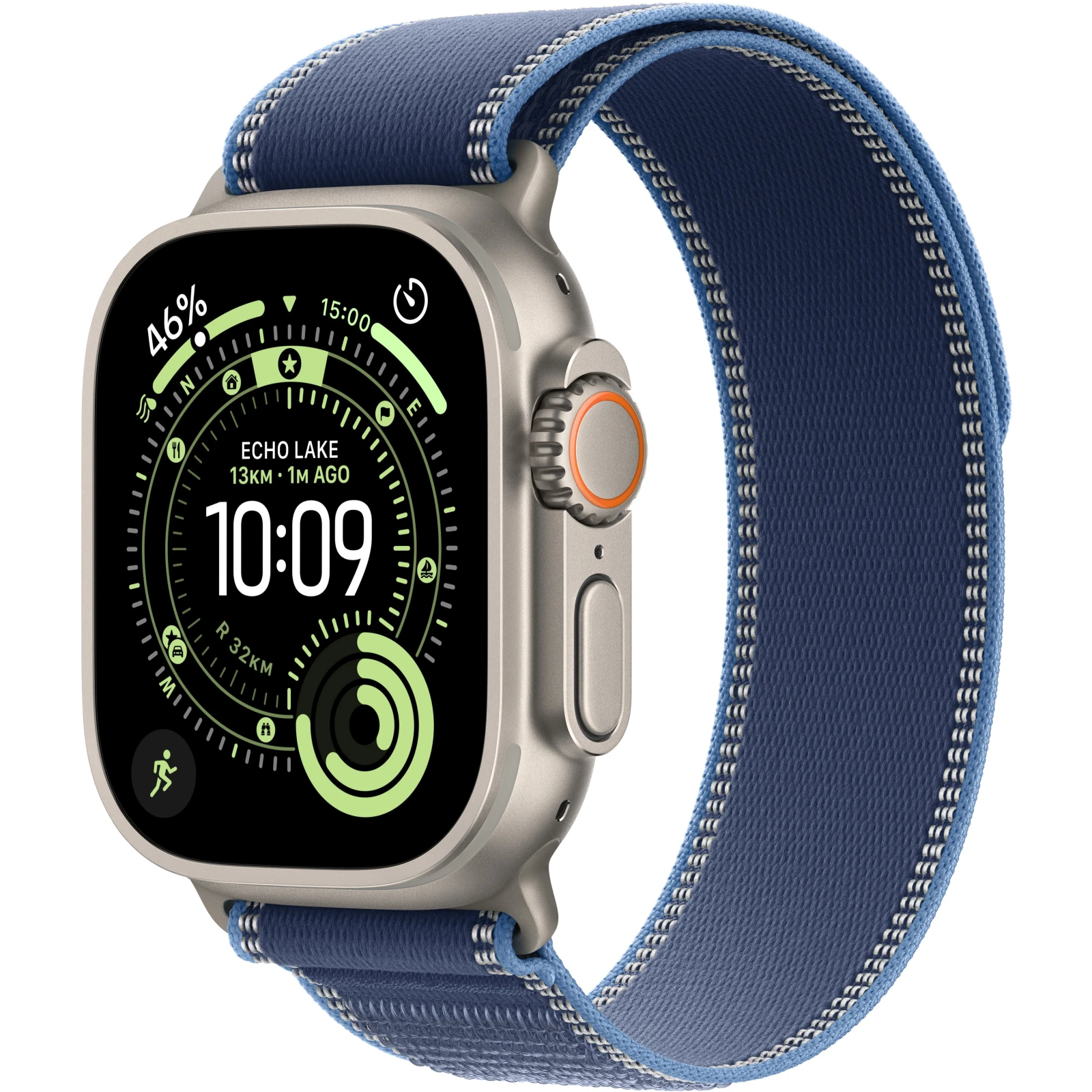 Apple Watch Ultra 3 49 mm Titan Natur mit Blau/Hellblau Trail Loop - M/L · záber 1