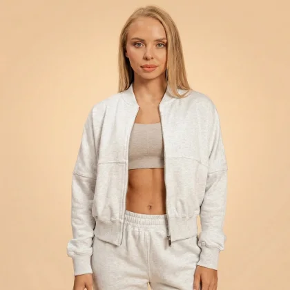 BeastPink Women‘s Bliss Zip-Up Sweatshirt Grey