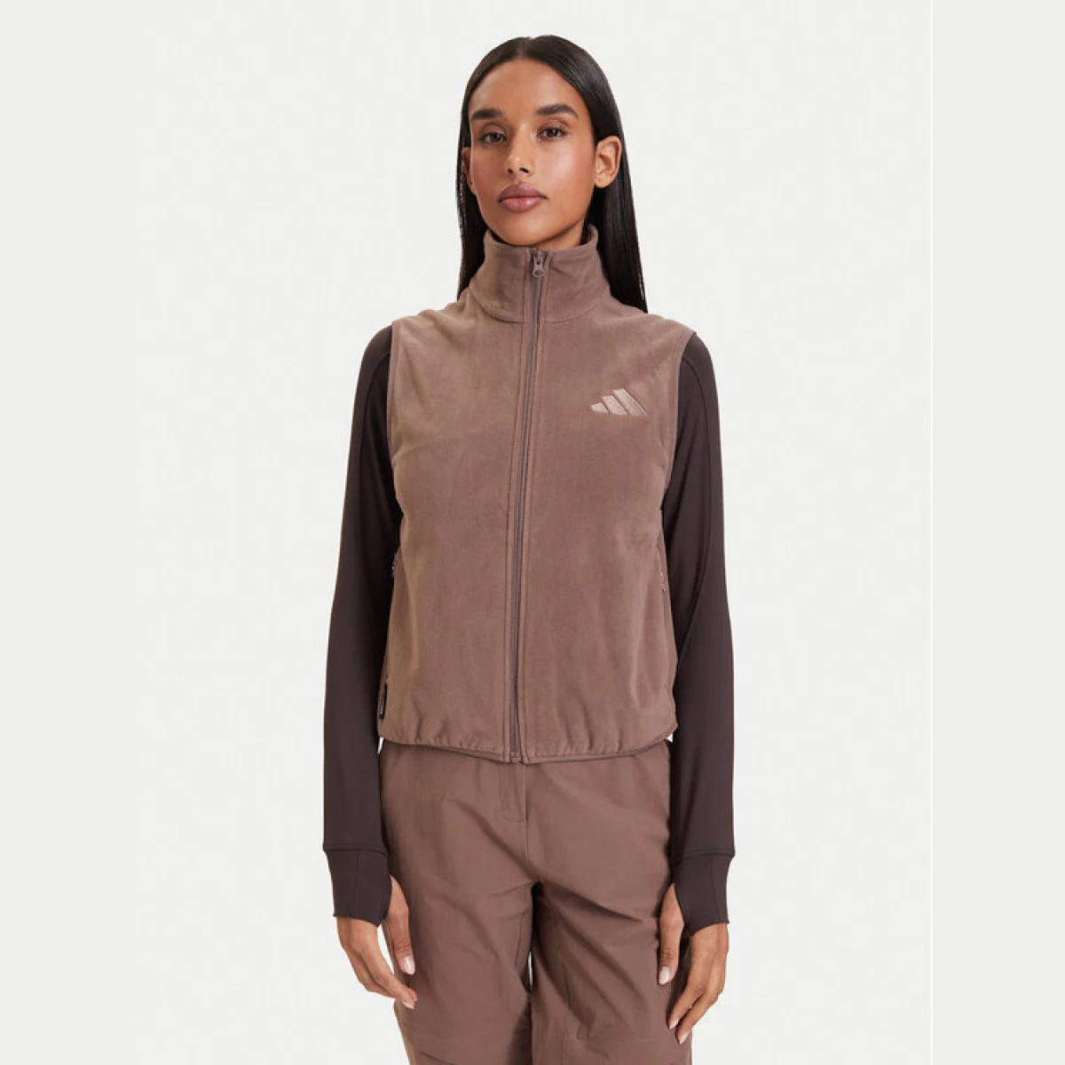 adidas Sportski prsluk Terrex Multi Climawarm Full Zip Fleece Vest KQ9121 Smeđa Regular Fit · záber 2