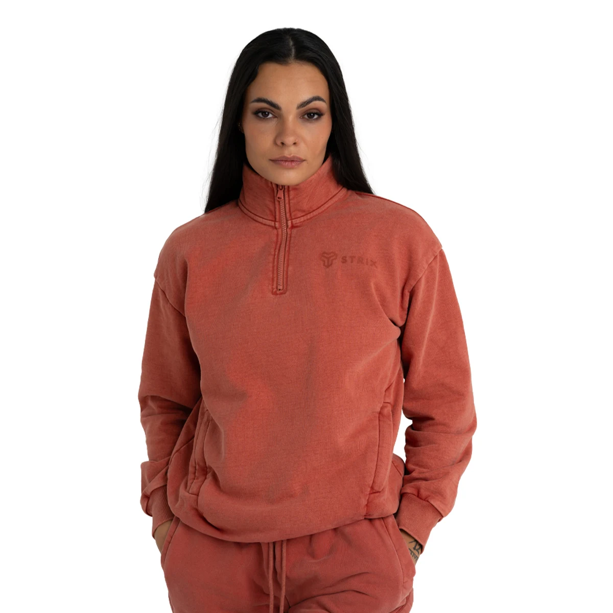 STRIX Women‘s Jumper Washed Terra - Veličina: M | Boja: oranžová | Dobna skupina: Odrasli | Pohlavie: Žensko · záber 5