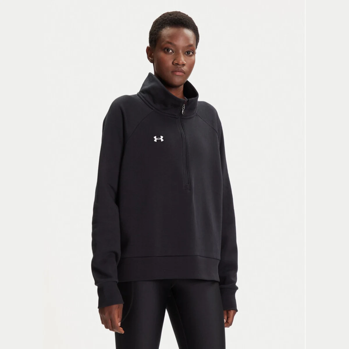 Under Armour Majica dugih rukava Ua Rival Fleece Hz 1379492-001 Crna Loose Fit · záber 2
