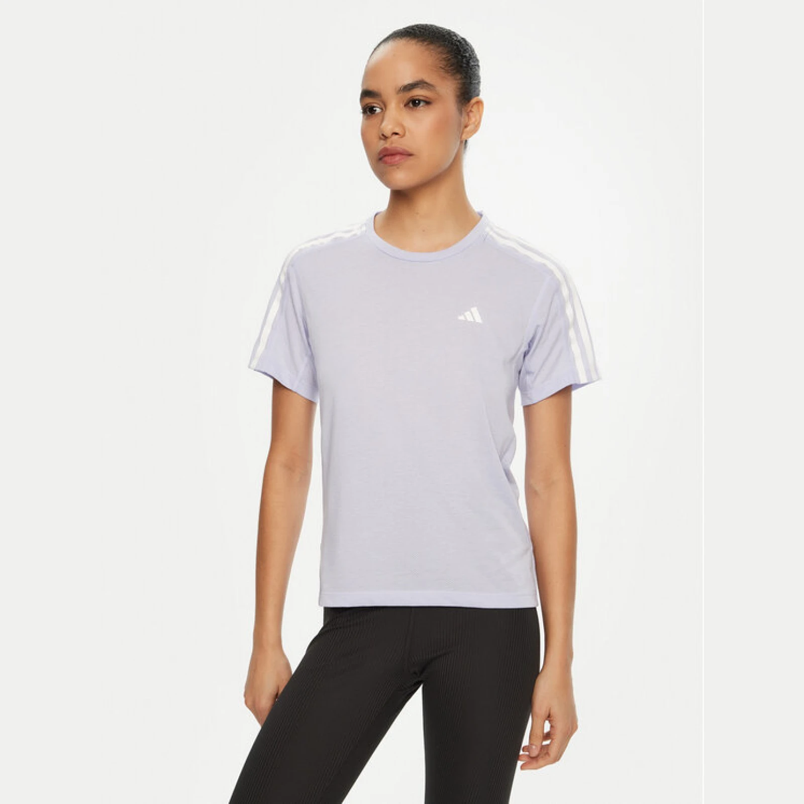 adidas Tehnička majica Own the Run 3-Stripes JD2276 Ljubičasta Regular Fit · záber 2
