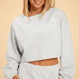 BeastPink Women‘s Bliss Cropped Sweatshirt Grey · záber 2