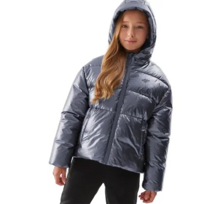 Lánykabát 4F JUNIOR DOWN JACKET-JAW23TDJAF267-28S-SILVER