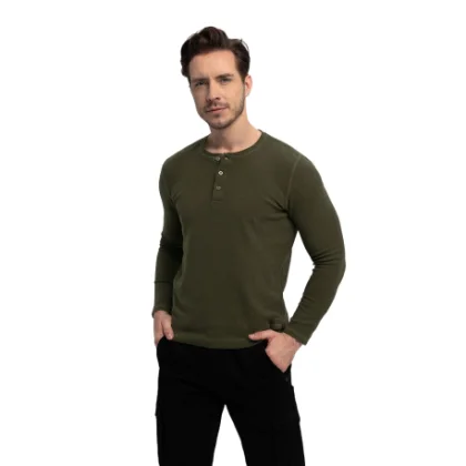 Férfi hosszú ujjú póló VOLCANO L-AZUX-302-KHAKI