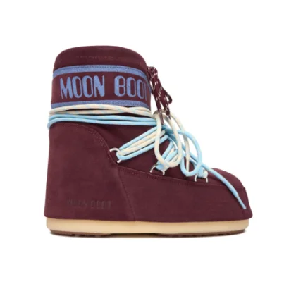 Alacsony téli cipők MOON BOOT MB ICON LOW SUEDE LACES-D013 BURGUNDY