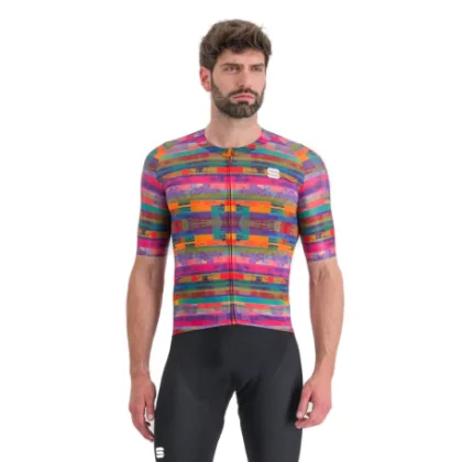 Férfi rövidujjú kerékpáros mez SPORTFUL Glitch bomber jersey, multicolor blue