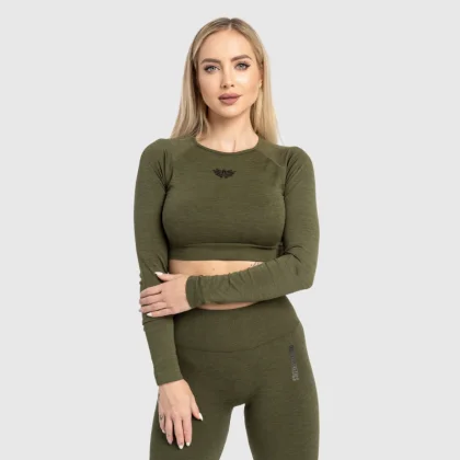Női sport crop top Iron Aesthetics Solid, zöld
