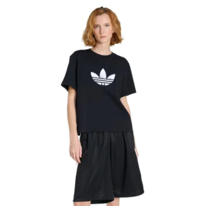 Női rövid ujjú póló ADIDAS ORIGINALS TREFOIL BOXY T BLACK WHITE