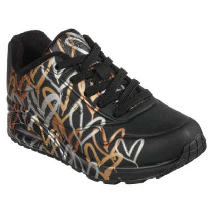 Női szabadidőcipők SKECHERS Uno Metallic Love black gold