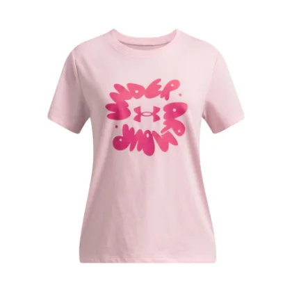 Lány póló rövid ujjú UNDER ARMOUR UA Bubble Wordmark SS-PNK
