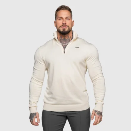 Kötött pulóver cipzárral Iron Aesthetics Tomas, bézs