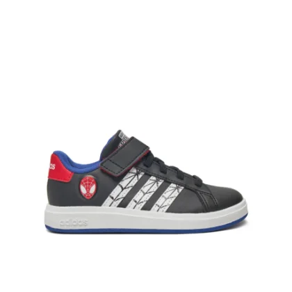 Fiú szabadidőcipők ADIDAS Grand Court Marvel Spider-Man K core black cloud white semi lucid blue
