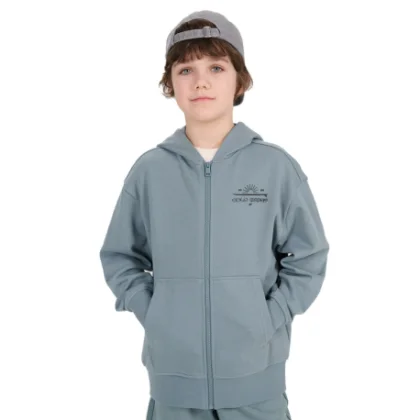 Fiú kapucnis pulóver zipzárral 4F JUNIOR SWEATSHIRT-JWSS25TSWSM1522-46S-TURQUISE