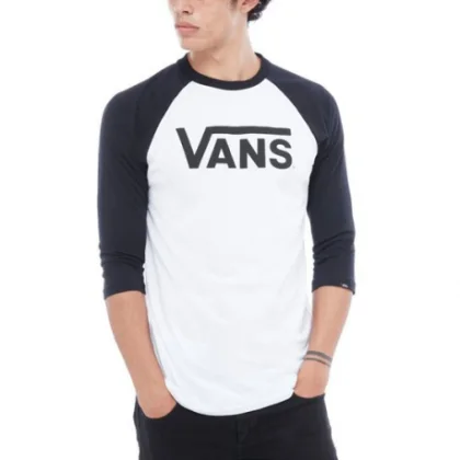 Férfi rövid ujjú póló VANS CLASSIC RAGLAN-WHITE-BLACK