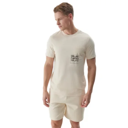 Férfi rövid ujjú póló 4F TSHIRT-4FWSS24TTSHM1284-83S-BEIGE
