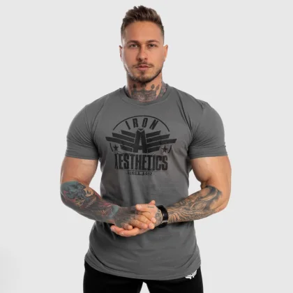 Férfi fitness póló Iron Aesthetics Force, szürke