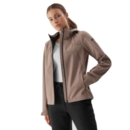 Női túrabunda 4F SOFTSHELL JACKET-AW23TSOFF152-82S-LIGHT BROWN