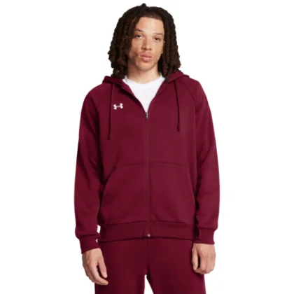 Férfi bélelt zipzáras pulóver UNDER ARMOUR UA Rival Fleece FZ Hoodie-RED