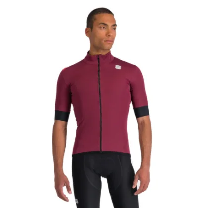 Férfi kerékpáros dzseki SPORTFUL Fiandre light no rain jacket short sleeve, red wine