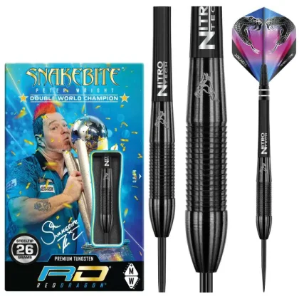Dart szett Red Dragon steel Peter Wright Snakebite 3 Black 26g, 90%