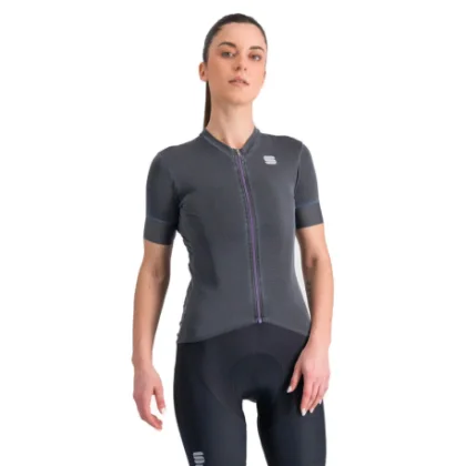 Női rövid ujjú kerékpáros mez SPORTFUL Monocrom w jersey, anthracite