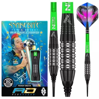 DART SZETT RED DRAGON SOFT PETER WRIGHT, SNAKEBITE BLACK STRIKE 90% WOLFRAM, 20g