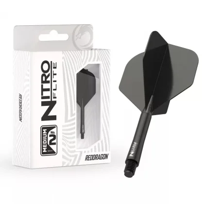 Darts toll és szár egyben Red Dragon Nitro Flite fekete, standard toll és hosszú szár